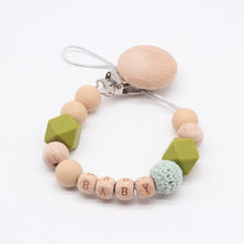 Load image into Gallery viewer, Custom Baby Personalize Name pacifier Clip Silicone Beech Beads Binky Clip Pacifier Chain Chew Baby Teether Toys Nipple Holder