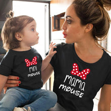 Load image into Gallery viewer, MAMA and mini Family Matching clothes Cotton kawaii bow tshirt mommy and me clothes  Tops baby girl clothes matching outfits
