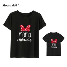 Load image into Gallery viewer, MAMA and mini Family Matching clothes Cotton kawaii bow tshirt mommy and me clothes  Tops baby girl clothes matching outfits
